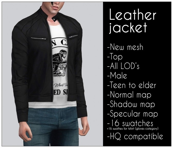 Sims 4 Leather jacket at LazyEyelids