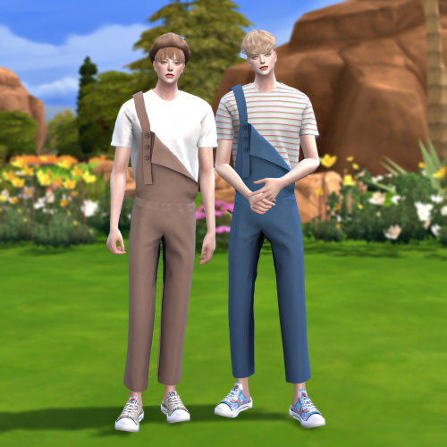Sims 4 3 button overalls M at Lemon Sims 4