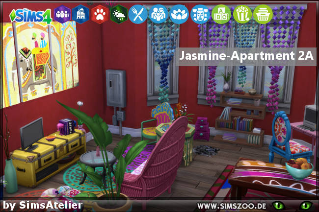 Sims 4 Jasmine Apartment 2A by SimsAtelier at Blacky’s Sims Zoo