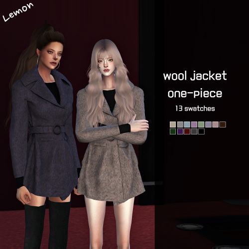 Sims 4 Wool jacket one piece at Lemon Sims 4