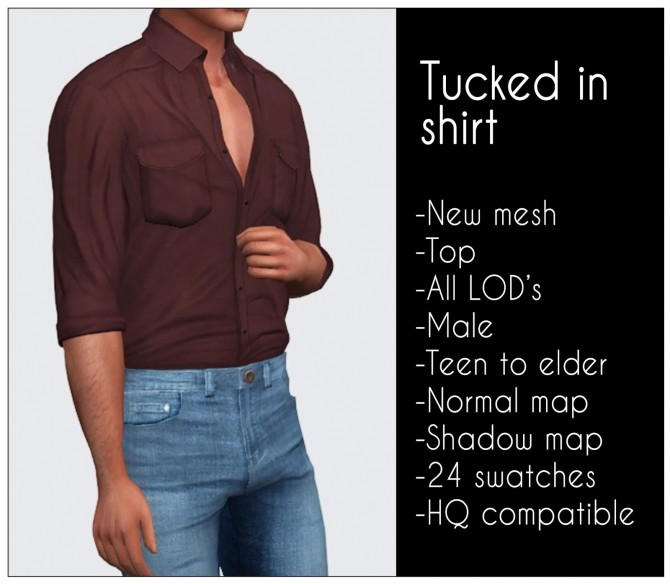 Sims 4 Tucked in shirt at LazyEyelids