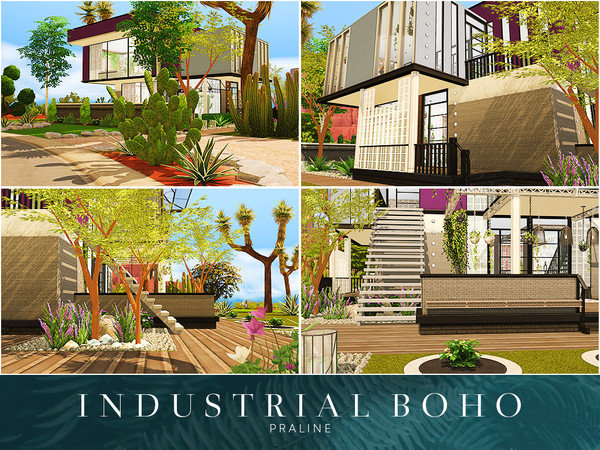 Sims 4 Industrial Boho house by Pralinesims at TSR