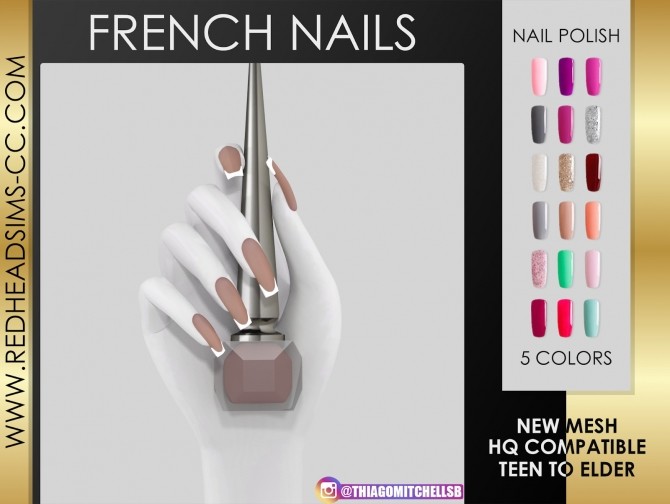 Sims 4 FRENCH NAILS by Thiago Mitchell at REDHEADSIMS