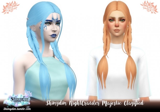Sims 4 NightCrawler Majestic Hair Clayified + NoodlesCC Sorbet Remix at Shimydim Sims
