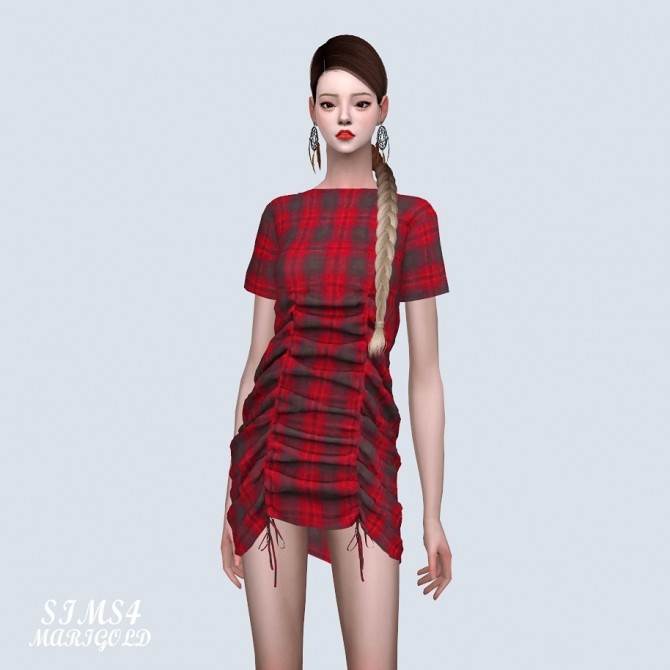 Sims 4 22 Shirring Mini Dress (P) at Marigold