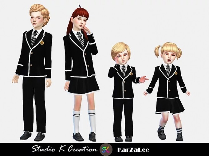 Sims 4 Blazer Tie uniform set for child/toddler at Studio K Creation