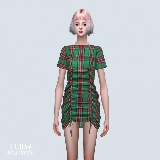 Sims 4 22 Shirring Mini Dress (P) at Marigold
