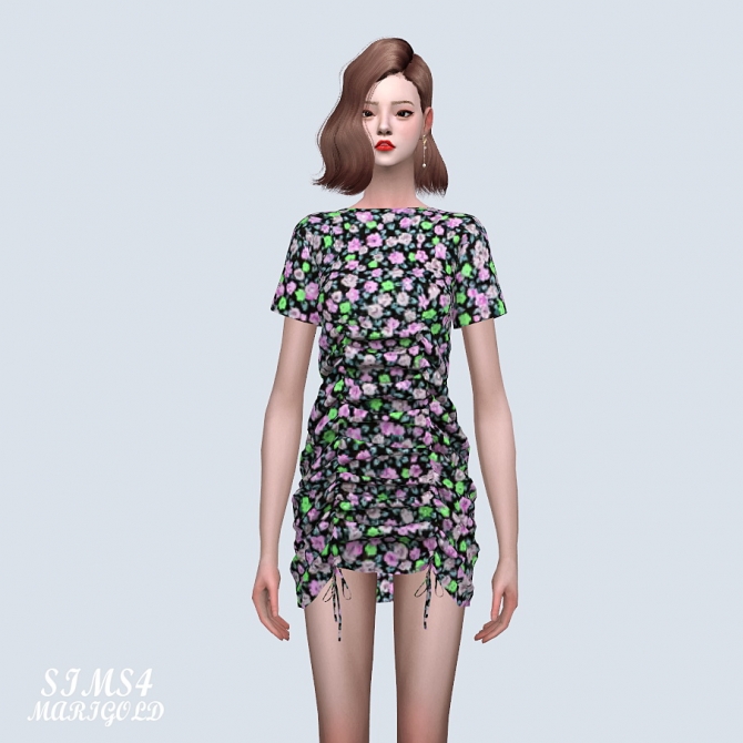 22 Shirring Mini Dress (P) at Marigold » Sims 4 Updates
