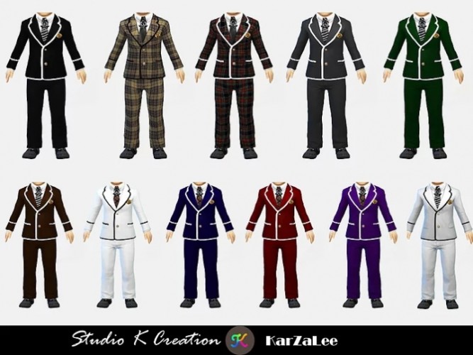 Blazer Tie uniform set for child/toddler at Studio K-Creation » Sims 4 ...
