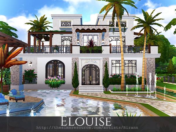 Sims 4 Elouise mediterranean villa by Rirann at TSR
