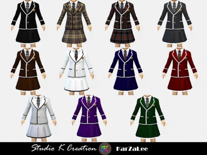 Blazer Tie uniform set for child/toddler at Studio K-Creation » Sims 4 ...