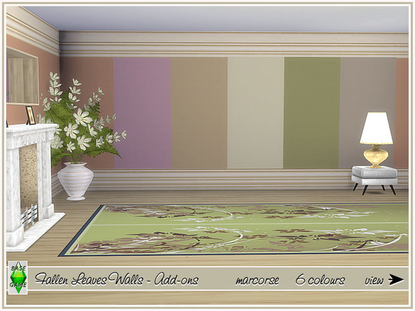 Sims 4 Fallen Leaves Walls Add ons by marcorse at TSR