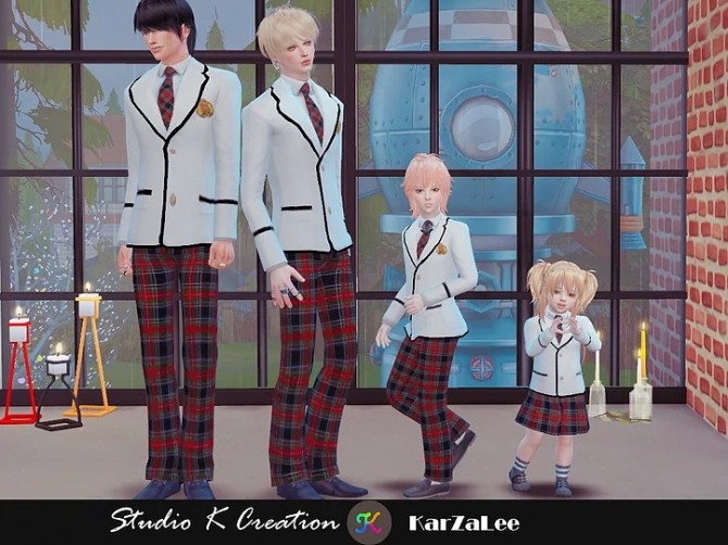 Sims 4 Blazer Tie uniform set for child/toddler at Studio K Creation
