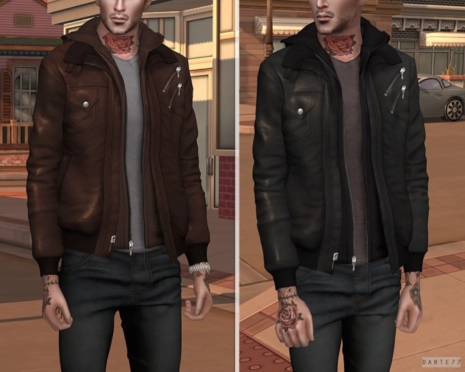 Leather Jacket & Hoodie at Darte77 » Sims 4 Updates