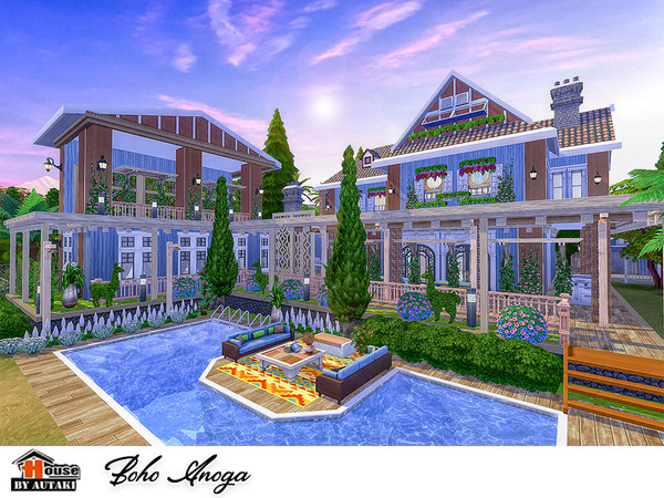 Sims 4 Boho Anoga house NoCC by autaki at TSR