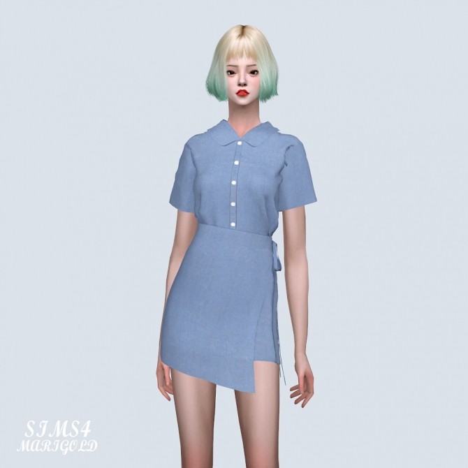 Sims 4 Shirts Wrap Mini Dress (P) at Marigold
