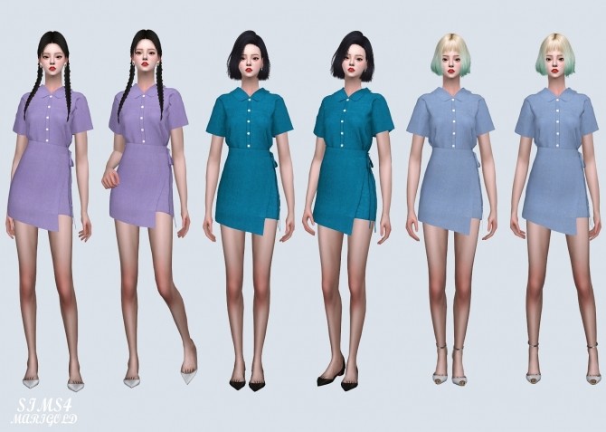 Sims 4 Shirts Wrap Mini Dress (P) at Marigold