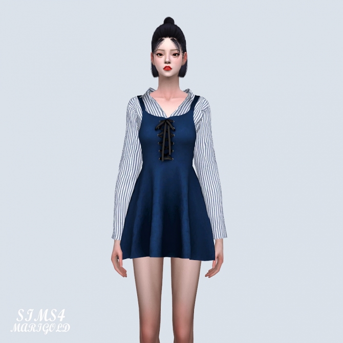 Lace Up Mini Dress With Shirts (P) at Marigold » Sims 4 Updates