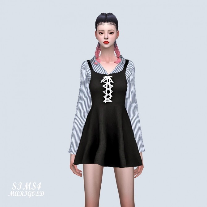 Sims 4 Lace Up Mini Dress With Shirts (P) at Marigold