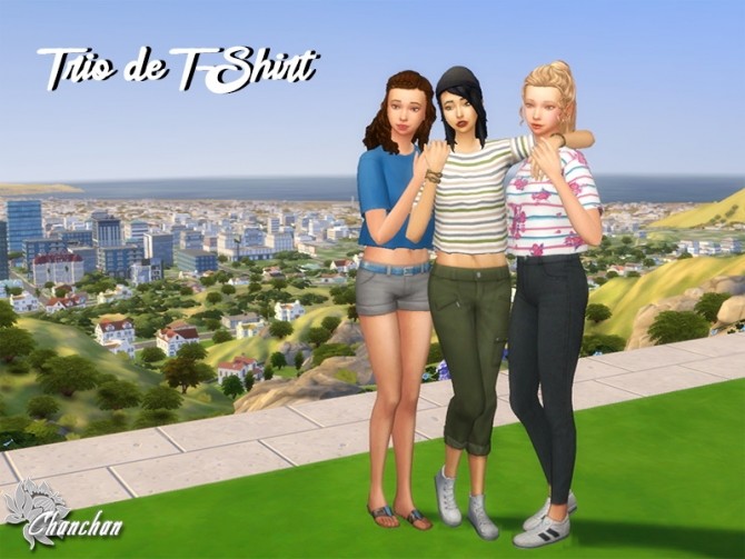 Sims 4 T Shirt trio by Chanchan24 at Sims Artists