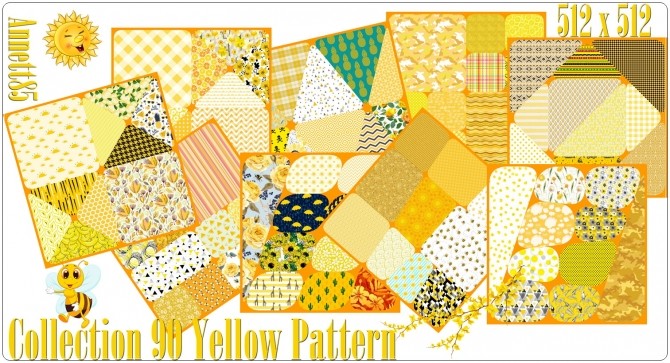 Sims 4 Collection 90 Yellow Pattern at Annett’s Sims 4 Welt