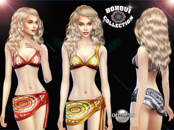 Sims 4 BOHOUI Collection swimsuit 2 with pareo by jomsims at TSR