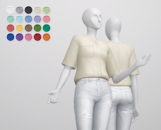 Sims 4 Linen half sleeve shirt 20 colors at Rusty Nail