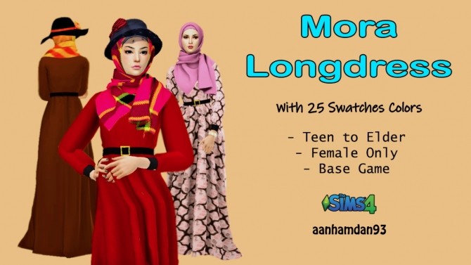 Sims 4 Hijab Model057   Hijab Hair004 & Mora Longdress at Aan Hamdan Simmer93