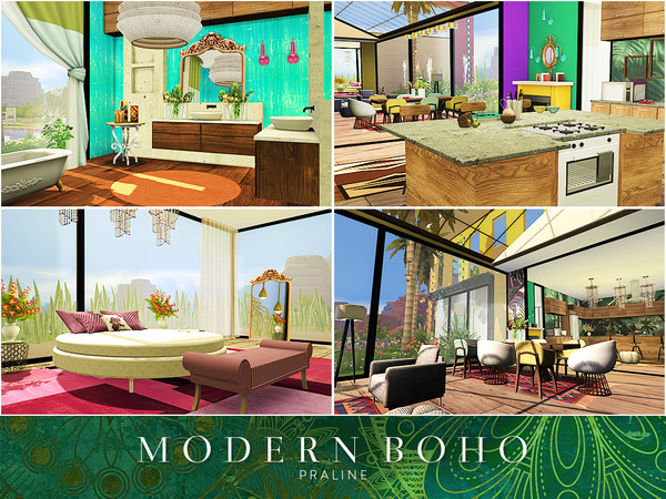 Sims 4 Modern Boho house by Pralinesims at TSR