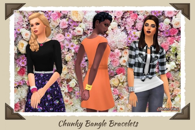 Sims 4 Birthstone Heart, Chunky Bangles & Jewelry Recolors at Strenee Sims