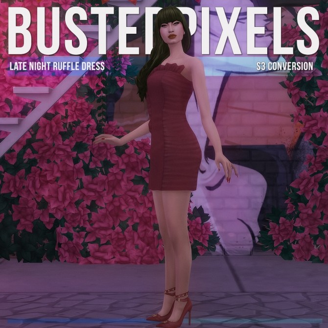 Sims 4 Late Night Ruffle Dress S3 Conversion at Busted Pixels