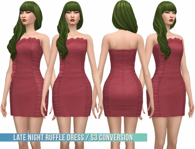 Sims 4 Late Night Ruffle Dress S3 Conversion at Busted Pixels