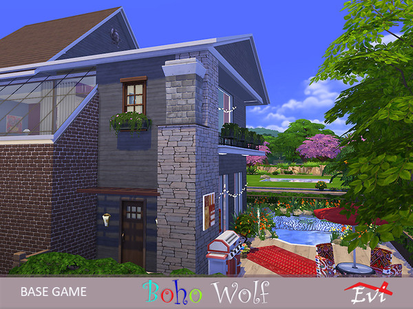 Sims 4 Boho Wolf house by evi at TSR