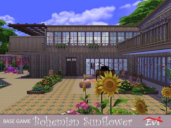 Sims 4 Bohemian Sunflower house by evi at TSR