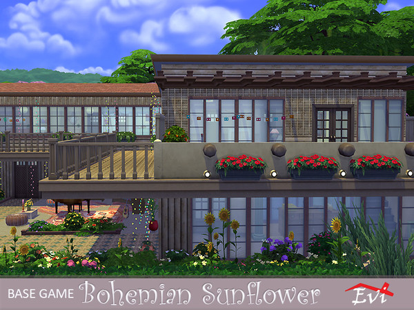 Sims 4 Bohemian Sunflower house by evi at TSR