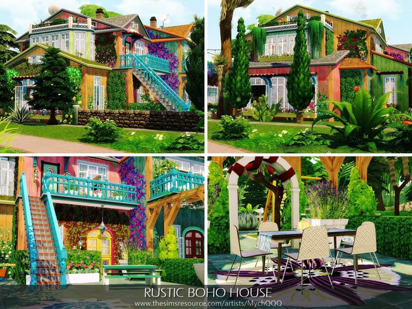 Sims 4 Rustic Boho House by MychQQQ at TSR