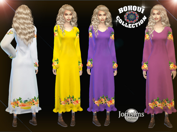 Sims 4 BOHOUI Collection dress long 4 by jomsims at TSR