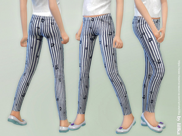 Sims 4 Striped Pants for Girls by lillka at TSR