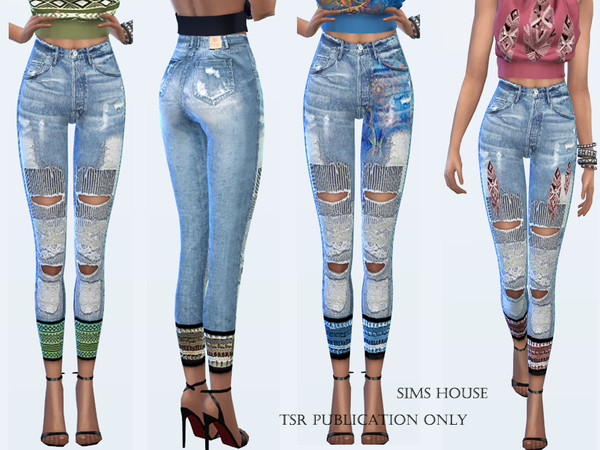 Sims 4 Boho style jeans by Sims House at TSR