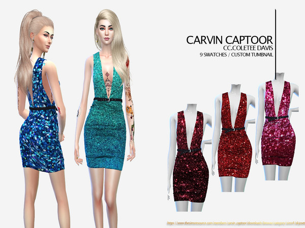Sims 4 Coletee Davis dress by carvin captoor at TSR