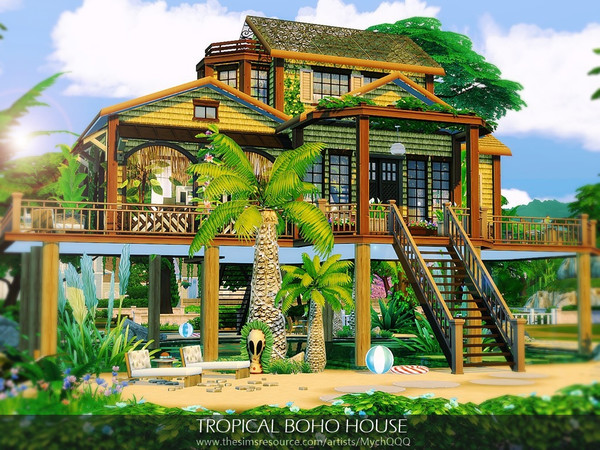 Sims 4 Tropical Boho House by MychQQQ at TSR