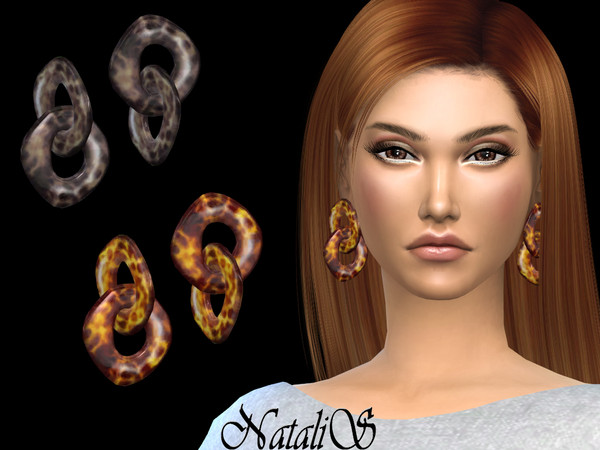 Sims 4 Tortoiseshell resin earrings by NataliS at TSR
