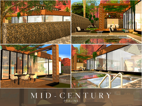 Sims 4 Mid Century house by Pralinesims at TSR