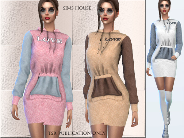 Sims 4 Dress with a hood by Sims House at TSR