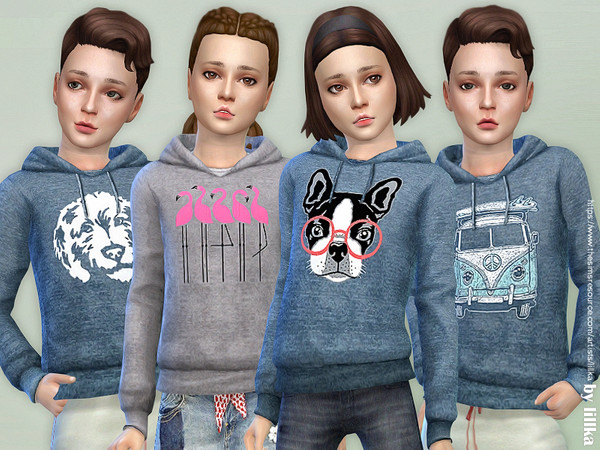Sims 4 Hoodie for girls and boys 4 styles by lillka at TSR