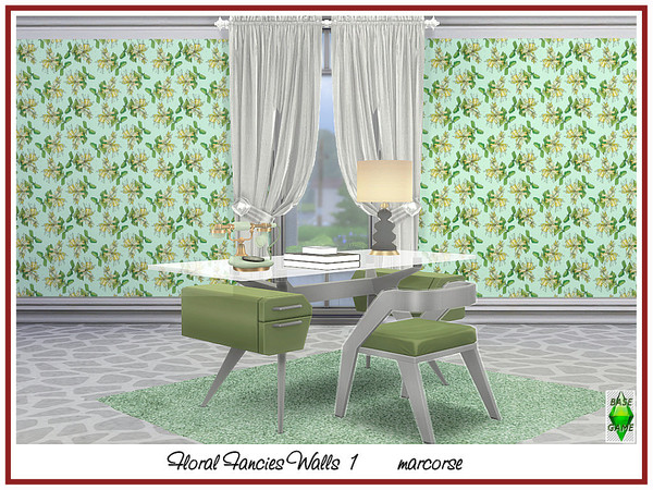 Sims 4 Floral Fancies Walls by marcorse at TSR