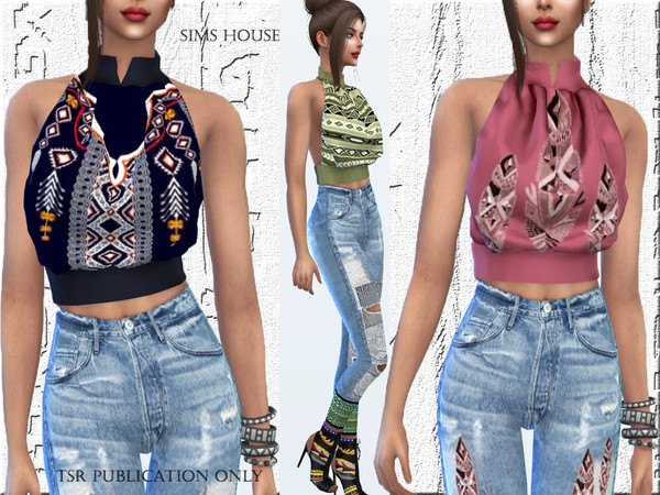 Sims 4 Boho style blouse by Sims House at TSR