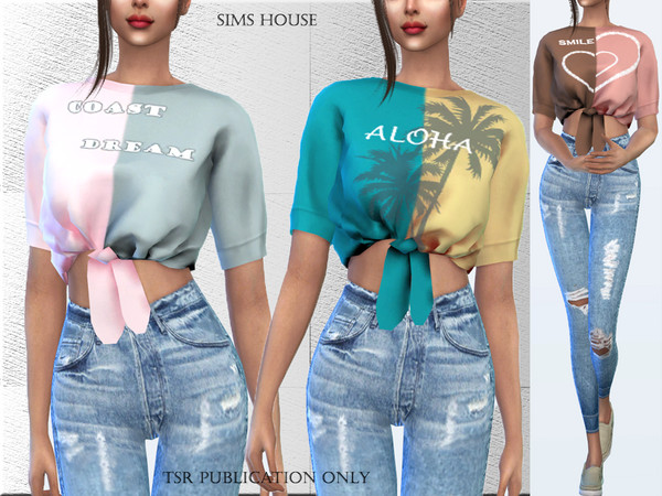 Two Tone T Shirt By Sims House At Tsr Sims 4 Updates