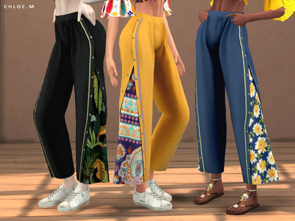 Sims 4 Boho Loose Pants by ChloeMMM at TSR
