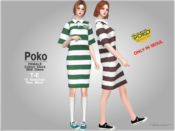Sims 4 POKO Polo Shirt Dress by Helsoseira at TSR